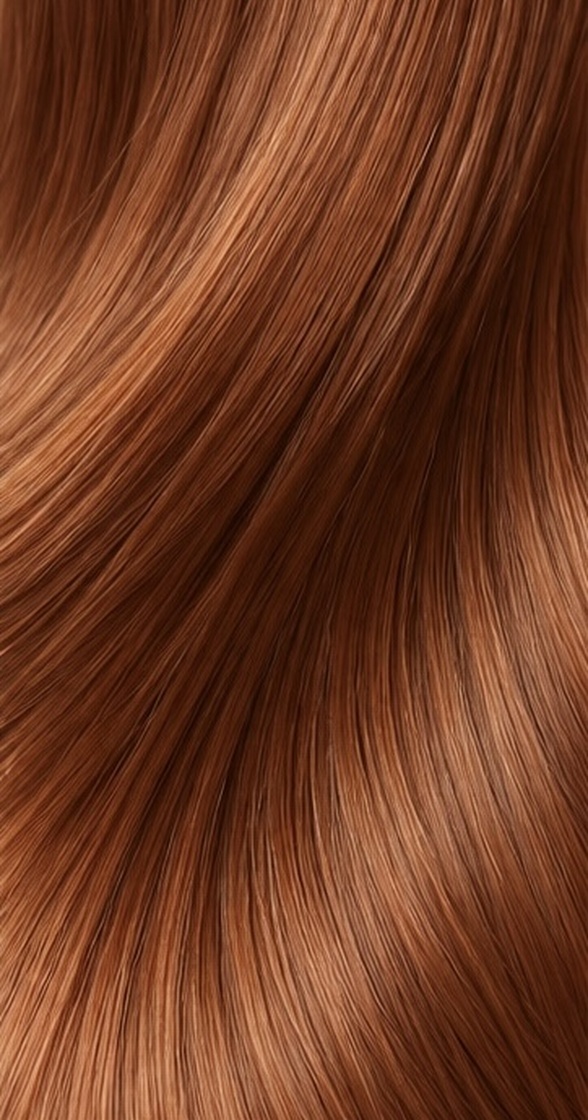 Glossy copper colour-treated hair